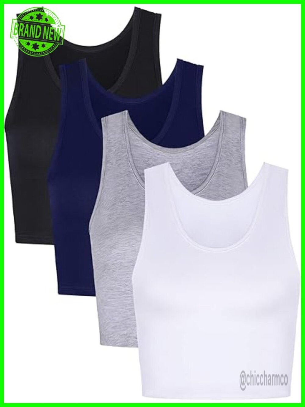 4 Pack Crop Tank Tops Sleeveless Scoop Neck Workout Tanks